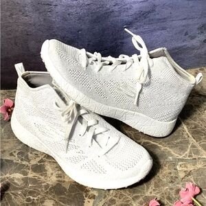 Skechers Burst Moon Light Gray Mid Top Sneakers Sparkle Running Shoes 12791